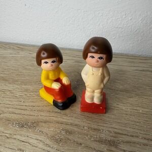Lot of 2 Vintage 1980's TYCO Brick Block People Rubber Building Vinyl Figures